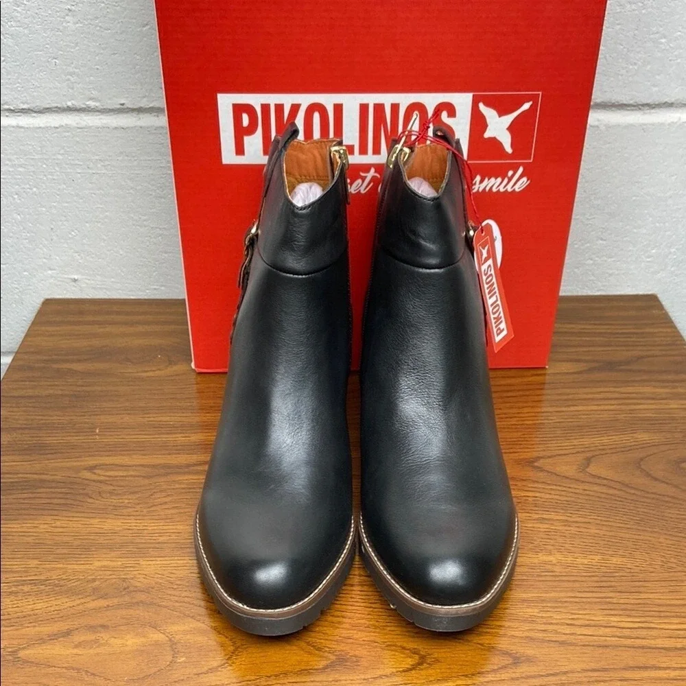 NIB Pikolinos LLANES Leather‎ Ankle Booties EU40/US 9-9.5 Black W7H-8578